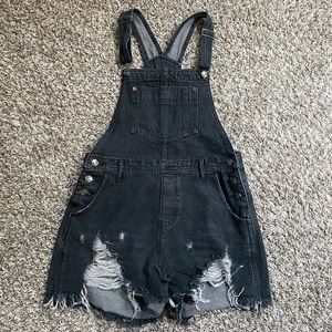 Black overall shorts